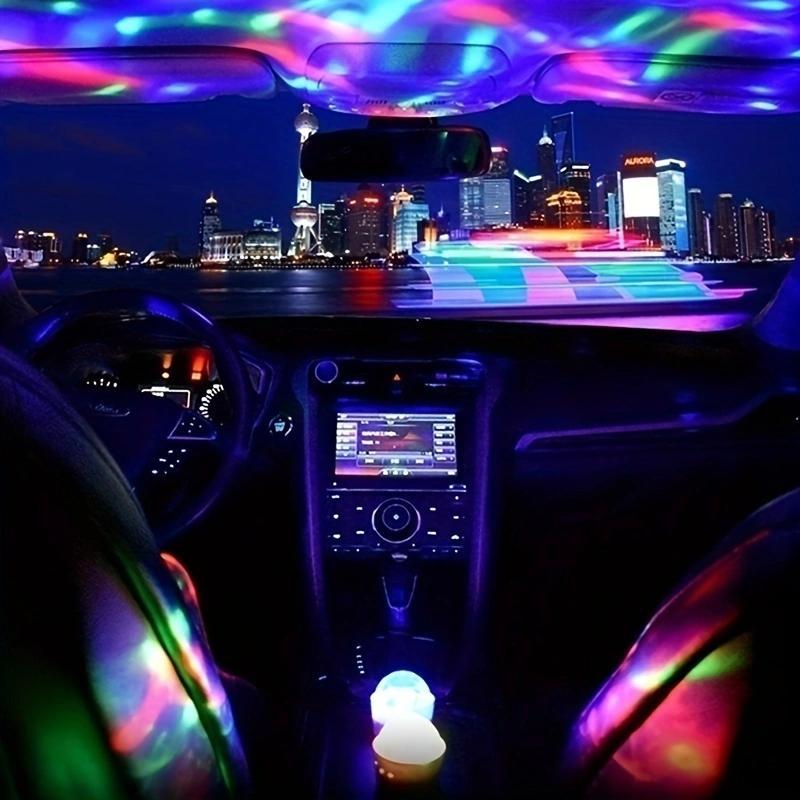 USB-Powered Car LED Light - Voice-Controlled, Rotating Stage & Party Atmosphere Lamp