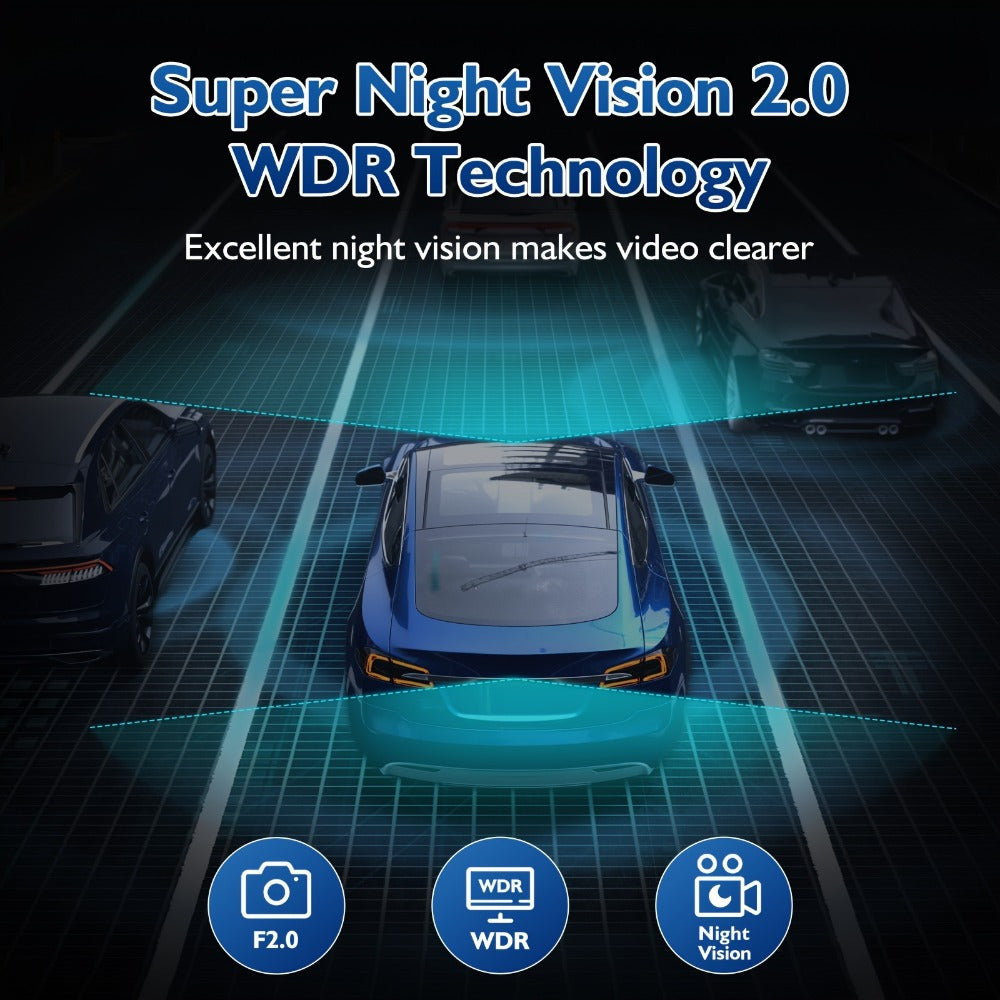 3-Channel 4K+1080P Triple Dash Cam - 2160P Full UHD, 170°Deg Wide Angle, Infrared Night Vision, G-Sensor, 32GB Card Included - Advanced Car Dashboard Camera for Front, Inside, and Rear Recording