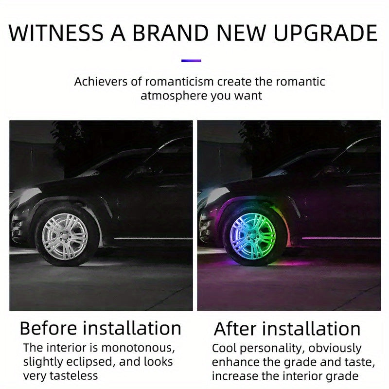 4pcs Universal Phantom Color Flow Car Led Wheel Light Burst Flash Wheel Light Colorful Wheel Light Combo RGB Wheel Ring