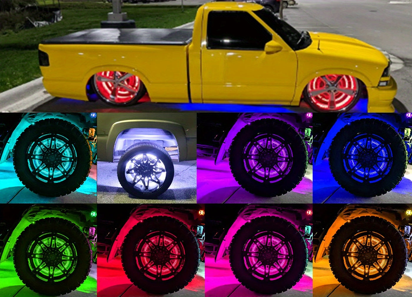 4pcs Universal Phantom Color Flow Car Led Wheel Light Burst Flash Wheel Light Colorful Wheel Light Combo RGB Wheel Ring