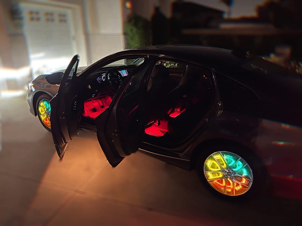 4pcs Universal Phantom Color Flow Car Led Wheel Light Burst Flash Wheel Light Colorful Wheel Light Combo RGB Wheel Ring