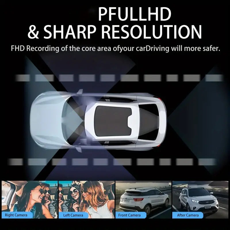 1pc 4K Dual Dash Cam with 1080P Front and 1080P Rear Camera, 4-Way HD Car Dashboard Camera, 360° Swivel, Loop Recording, Night Vision, G-Sensor, WDR, Rechargeable Lithium Polymer Battery, LED Display, Car Plug Power, ≤36V