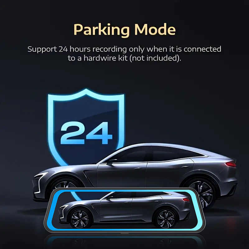 10 Inch Rearview Mirror Full Touch Screen Rearview Mirror Dual Camera Dash Cam, Dash Cam Front 1080P, English Voice Control, WDR Super Night Vision, Parking Mode Comes with 32G memory card, Dual Camera Dash Cam