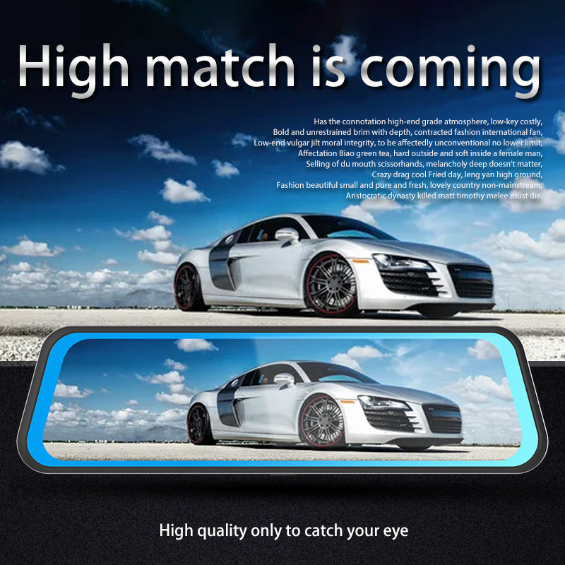 10 Inch Rearview Mirror Full Touch Screen Rearview Mirror Dual Camera Dash Cam, Dash Cam Front 1080P, English Voice Control, WDR Super Night Vision, Parking Mode Comes with 32G memory card, Dual Camera Dash Cam
