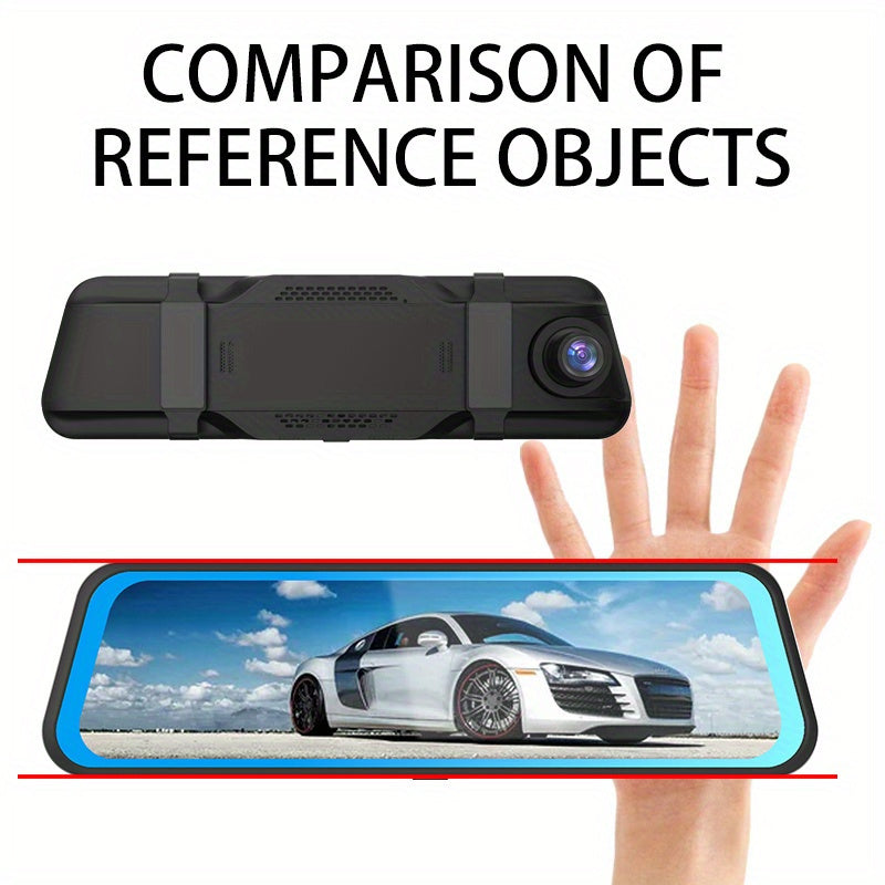 10 Inch Rearview Mirror Full Touch Screen Rearview Mirror Dual Camera Dash Cam, Dash Cam Front 1080P, English Voice Control, WDR Super Night Vision, Parking Mode Comes with 32G memory card, Dual Camera Dash Cam