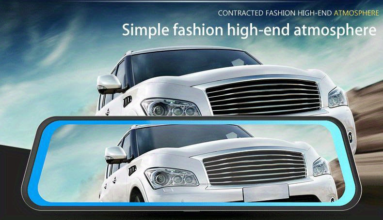 10 Inch Rearview Mirror Full Touch Screen Rearview Mirror Dual Camera Dash Cam, Dash Cam Front 1080P, English Voice Control, WDR Super Night Vision, Parking Mode Comes with 32G memory card, Dual Camera Dash Cam