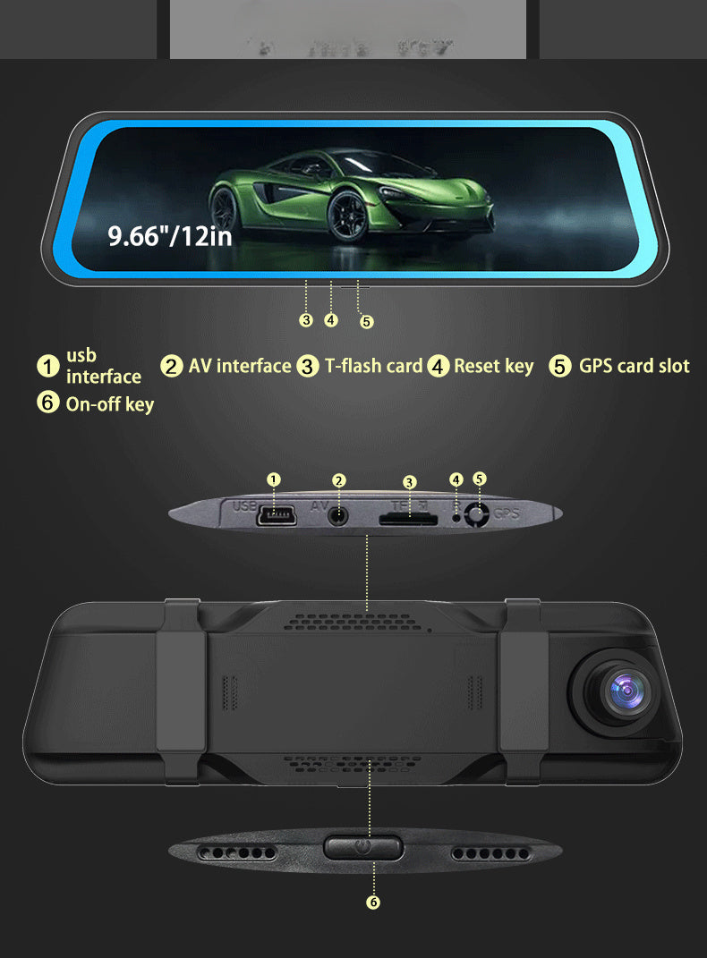 10 Inch Rearview Mirror Full Touch Screen Rearview Mirror Dual Camera Dash Cam, Dash Cam Front 1080P, English Voice Control, WDR Super Night Vision, Parking Mode Comes with 32G memory card, Dual Camera Dash Cam