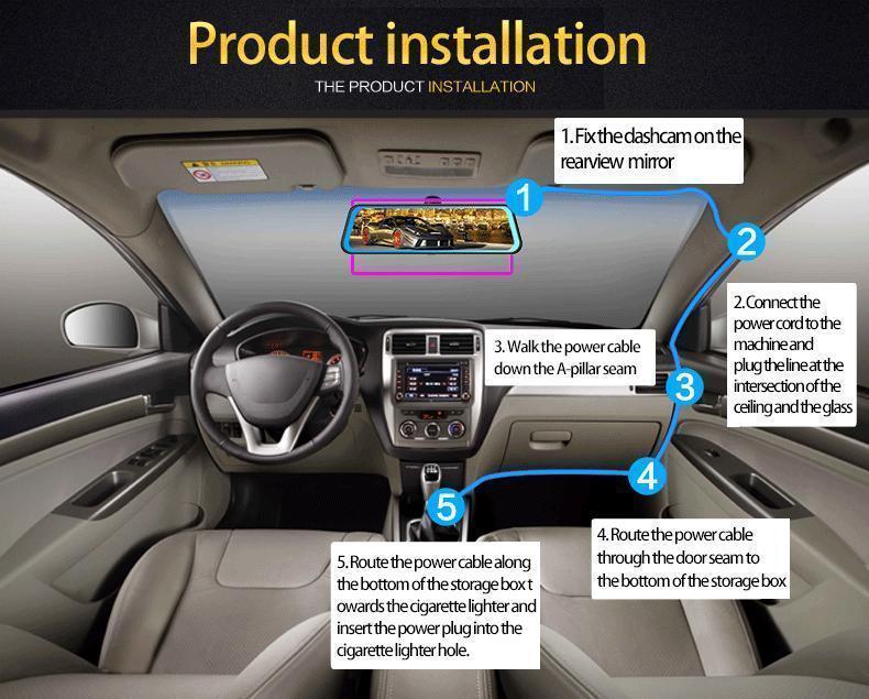 10 Inch Rearview Mirror Full Touch Screen Rearview Mirror Dual Camera Dash Cam, Dash Cam Front 1080P, English Voice Control, WDR Super Night Vision, Parking Mode Comes with 32G memory card, Dual Camera Dash Cam