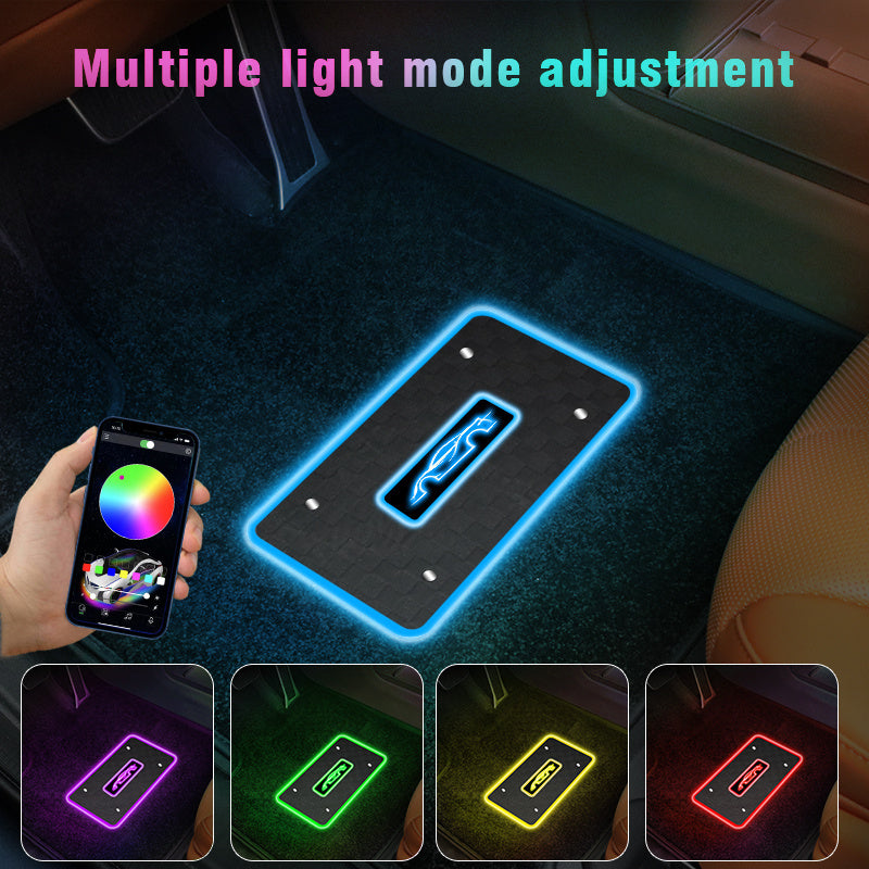 4pcs Custom car LED Light floor mat Ultra bright led Car floor mat Glow Interior Lighting LED Light Belt application control environment Neon Car Lighting Kit Car Foot mat Common Custom logo