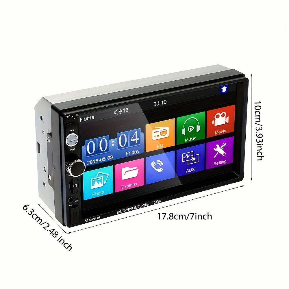 7-Inch HD Touch Screen Car Stereo Radio Audio Double Din BT Car Multimedia Player with Mirror Link USB FM Autoradio+Remote Control +Steering Control