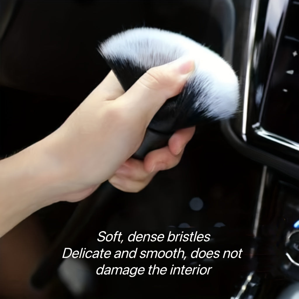 1pc Soft Bristle Car Interior Detailing Brush, Dusting Brush for Auto Detail, Car Dash Duster, Black