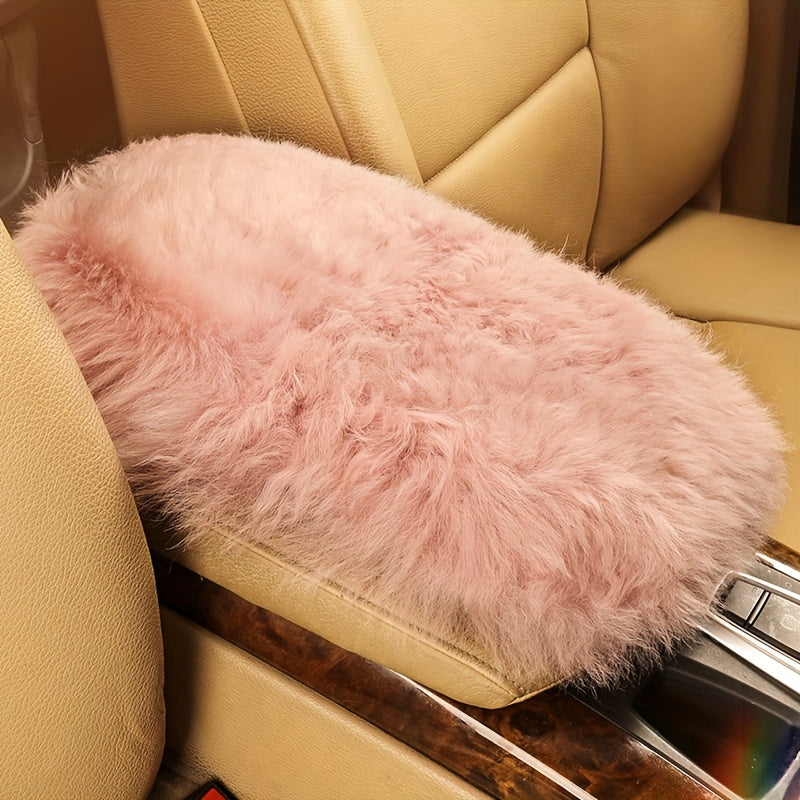 Car Armrest Pad Pure Wool Winter Warm Plush Central Armrest Cover Non-slip Pad Winter Car Supplies