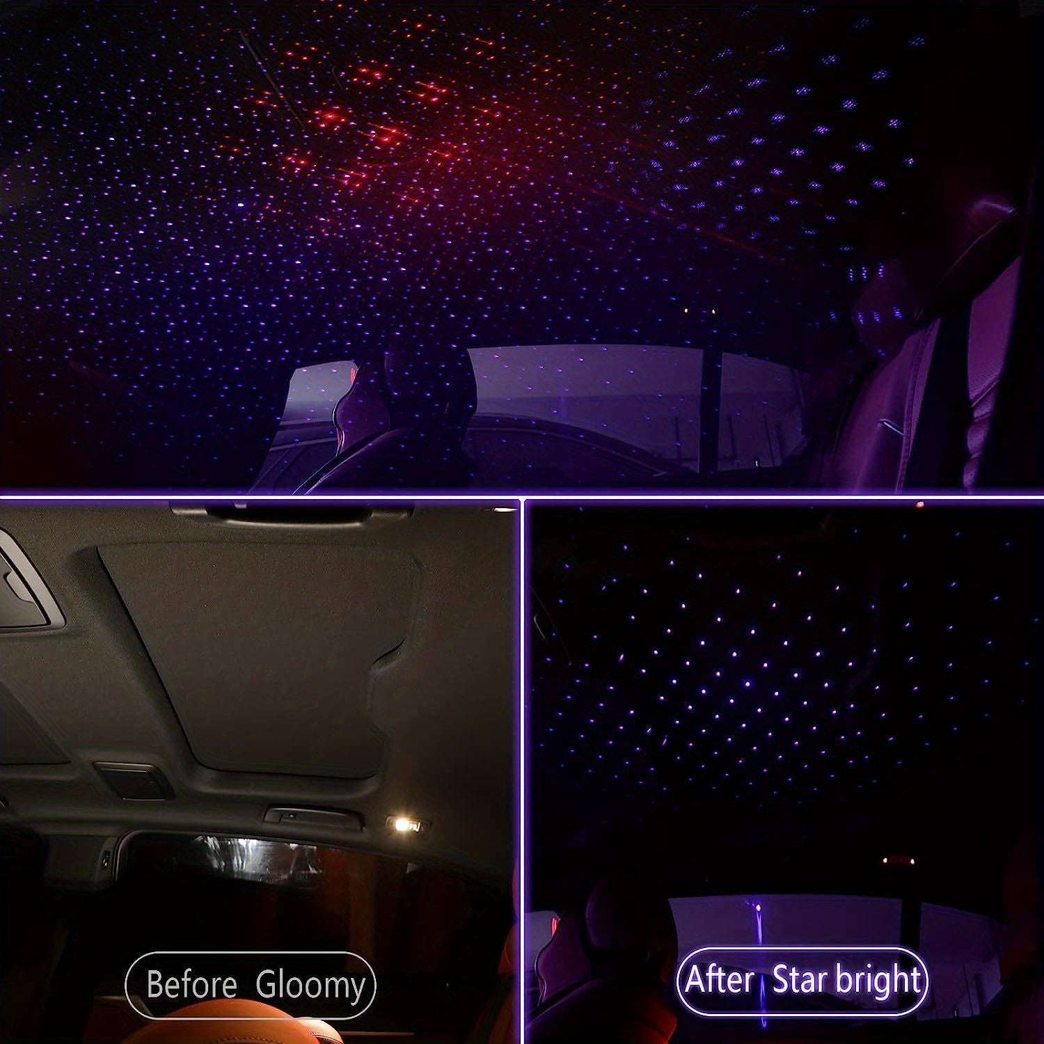 1pc Star Projector Night Light, USB Car Roof Atmosphere Lights, Portable Adjustable Romantic Interior Car Lights, Portable USB Night Light Decorations For Car, Ceiling, Bedroom