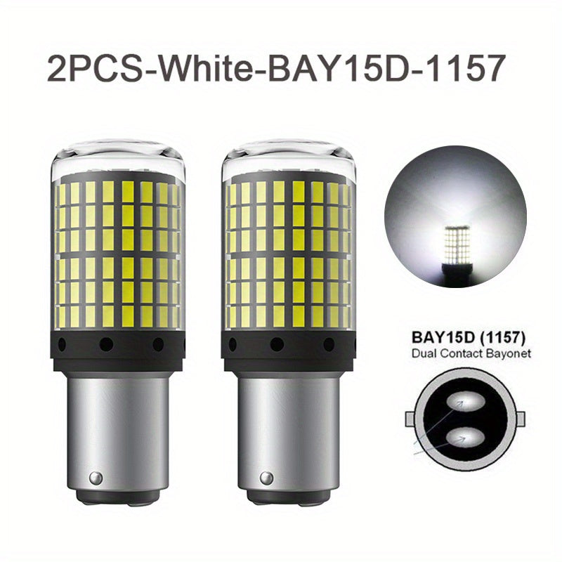 2PCS 1156 P21W BA15S PY21W BAU15S LED 1157 BAY15D Led Car Turn Signal Light Auto Brake Tail Reserve Lamps 3014 Chips 144SMD Canbus LED Bulbs White Red