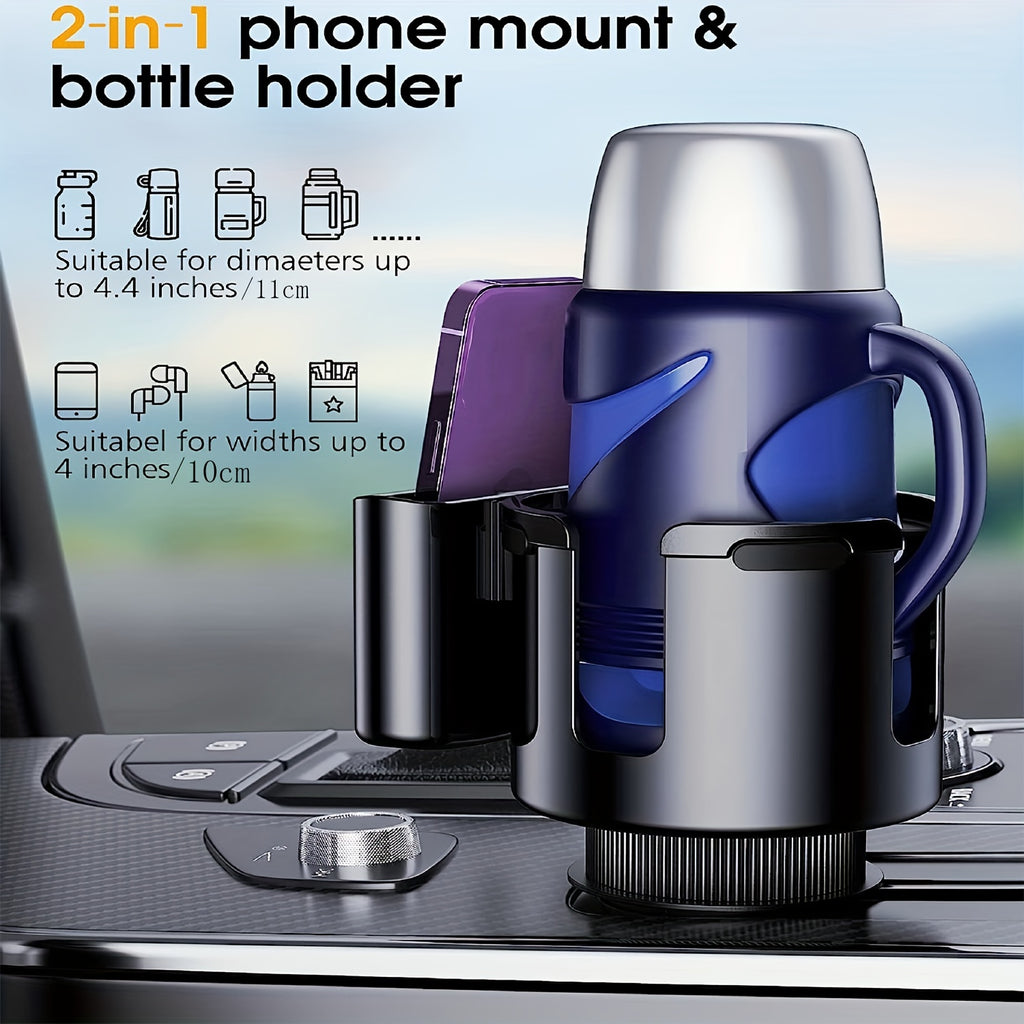 2-in-1 Cup Holder Phone Holder For Car, Multifunctional Large Cup Holder, Fits For Yeti, Stanley 32/40/46, Car Drinking Bottle Holder