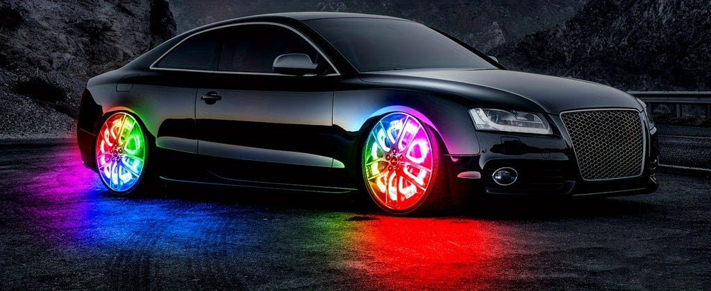 4pcs Universal Phantom Color Flow Car Led Wheel Light Burst Flash Wheel Light Colorful Wheel Light Combo RGB Wheel Ring