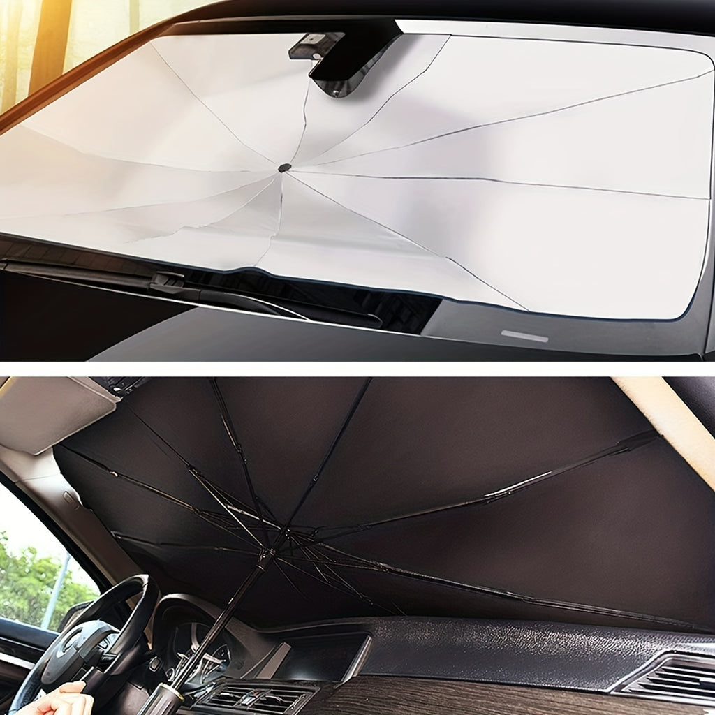 Automobile Windshield Sunshade-Foldable Automobile Umbrella Sunshade, Anti-Ultraviolet Car Front Window (Heat Protection) Windshield Cover Card