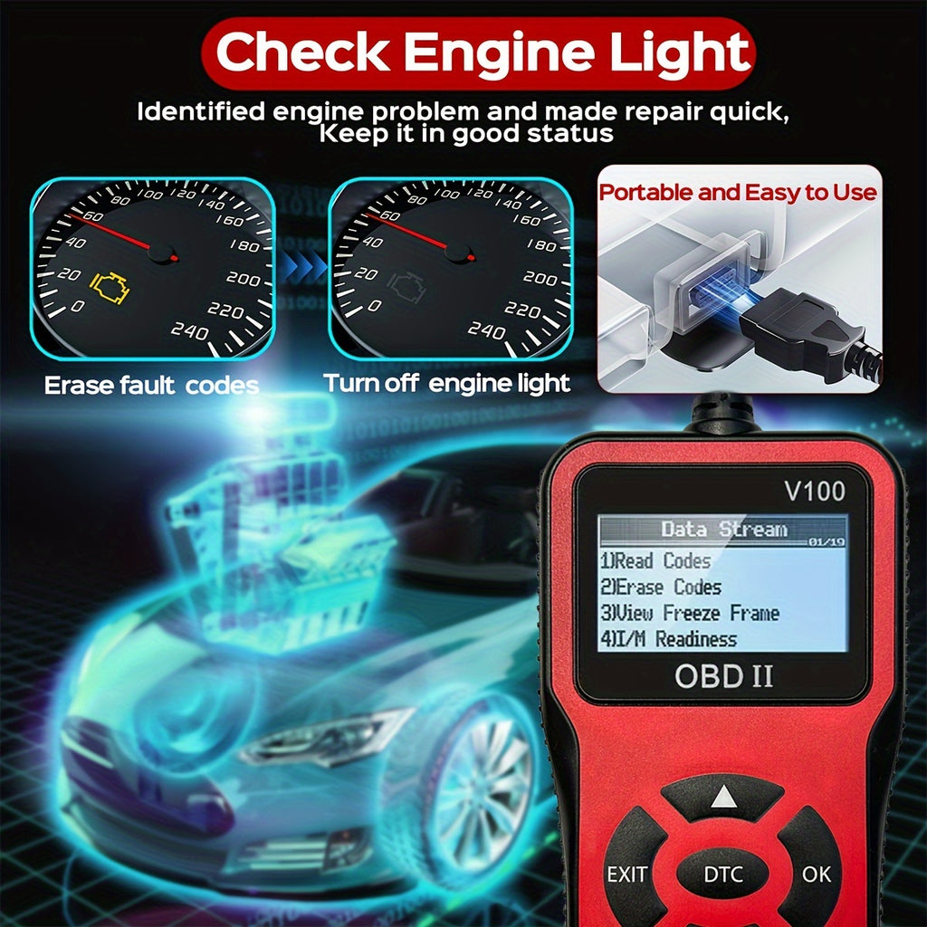 Car OBD2 Diagnostic Scanner Code Reader Engine Fault Code Reader Scanner Can Diagnose Scan Tool For All OBD II Protocol Cars Since 1996, Read Code Erase Code Battery Test Data Stream