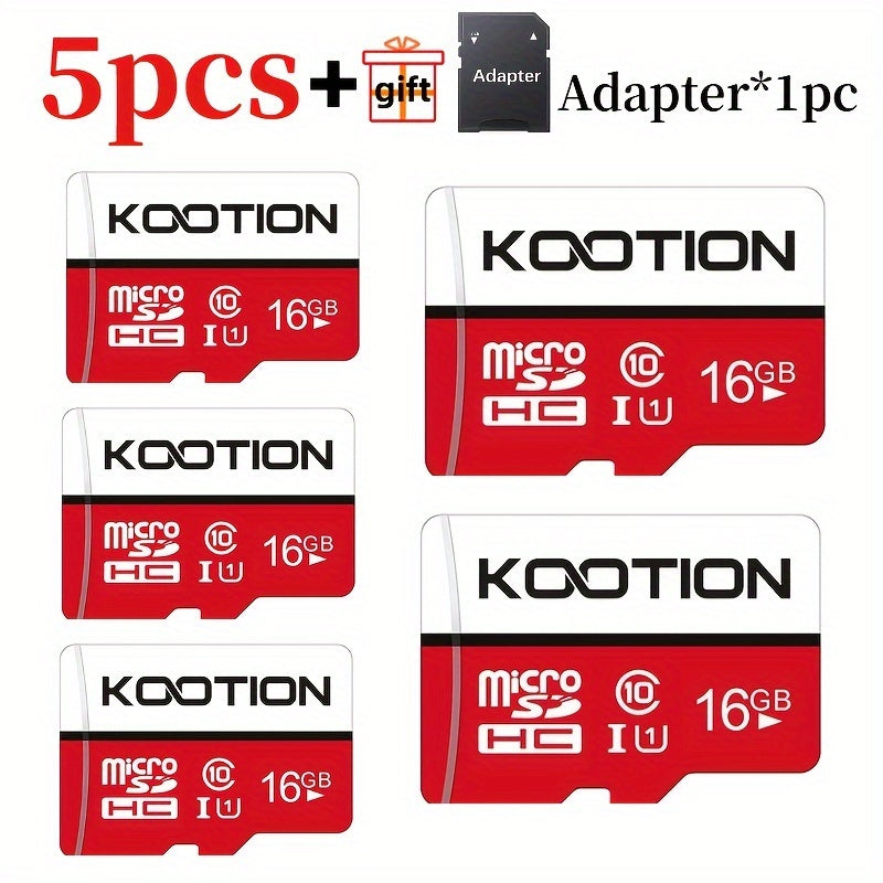 [High Speed Memory Card] KOOTION 5pcs High Speed Class 10 Mini SDXC Memory Card, 128GB 64GB 32GB 16GB 8GB 4GB 2GB 1GB 512MB 256MB 128MB TF Memory Card, C10, U1, A1 For Security Camera/Smartphone/Drone/Dash Cam/Tablet/PC