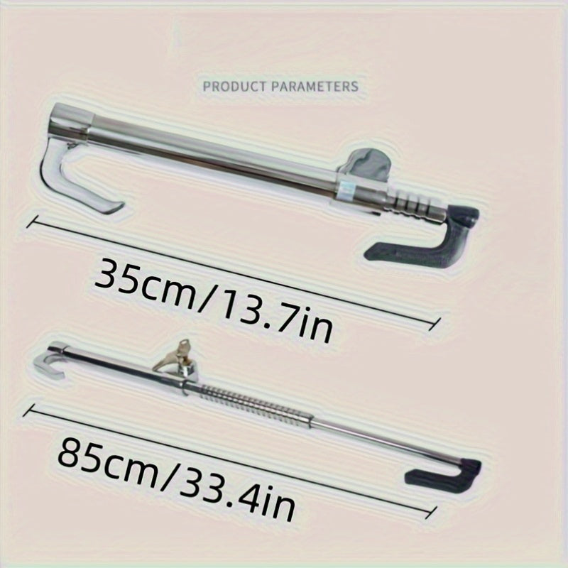 Universal Fit Anti-Theft Steering Wheel Lock - Durable Aluminum Alloy, Extendable Dual Hook, Clutch and Throttle Brake Security Device for Cars, Trucks, and Commercial Vehicles - Easy to Use and High Visibility Deterrent