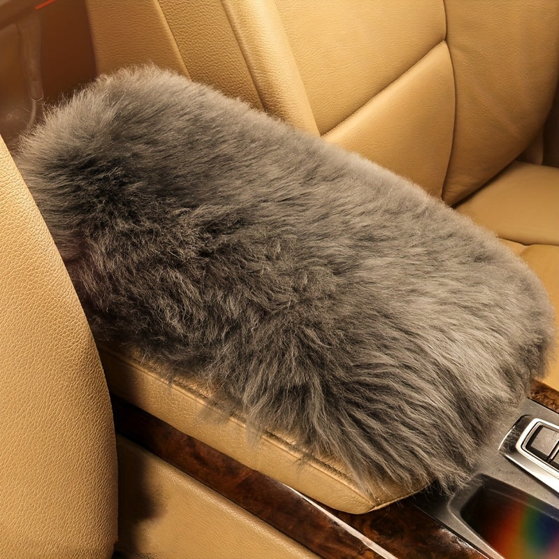 Car Armrest Pad Pure Wool Winter Warm Plush Central Armrest Cover Non-slip Pad Winter Car Supplies
