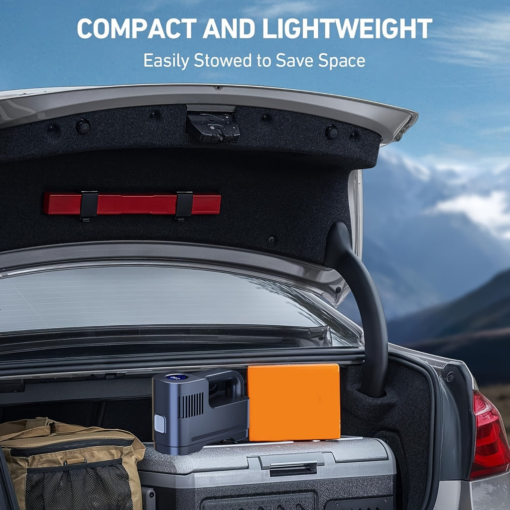 Tire Inflator Portable Air Compressor Tire Air Pump for Car Tires - Car Accessories, 12V DC Auto Pump with Digital Pressure Gauge, Emergency LED Light for Bicycle, Balloons, Black