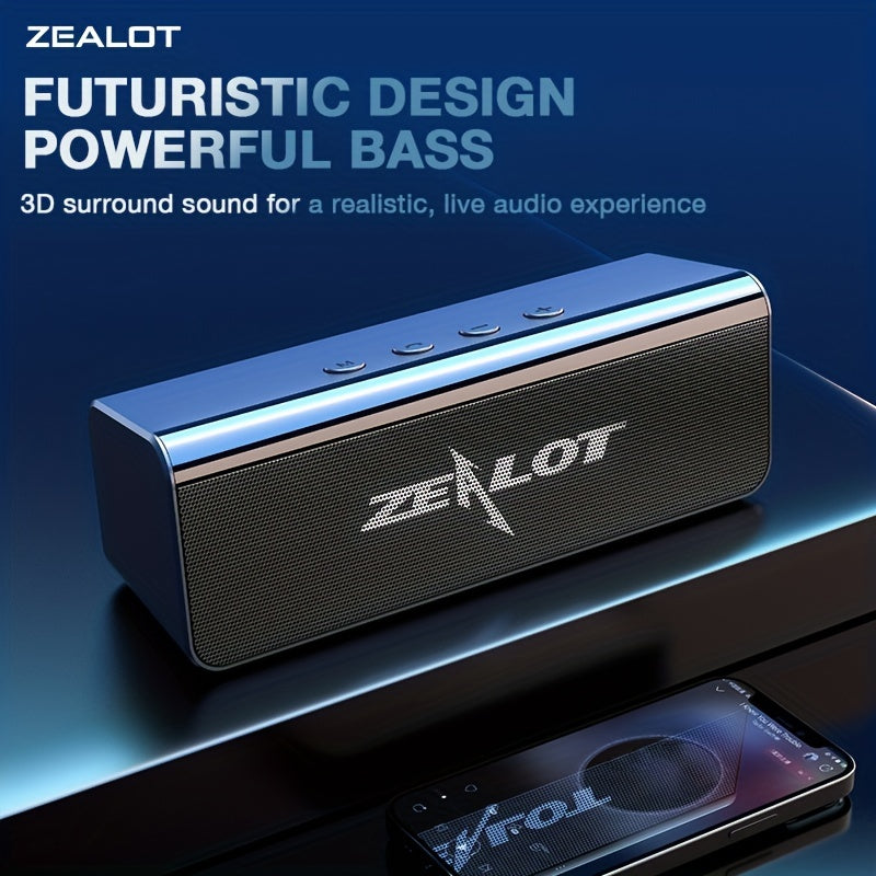 ZEALOT S31 10w Futuristic Portable Wireless Speaker, 10 Hours Playtime Loud Stereo, Compatible With Mobile Phone/Tablet/Tv. Tf/Usb/Aux Compatible, Speaker For Home/Car/Outdoor/Camping, Gift For Thanksgiving/Christmas