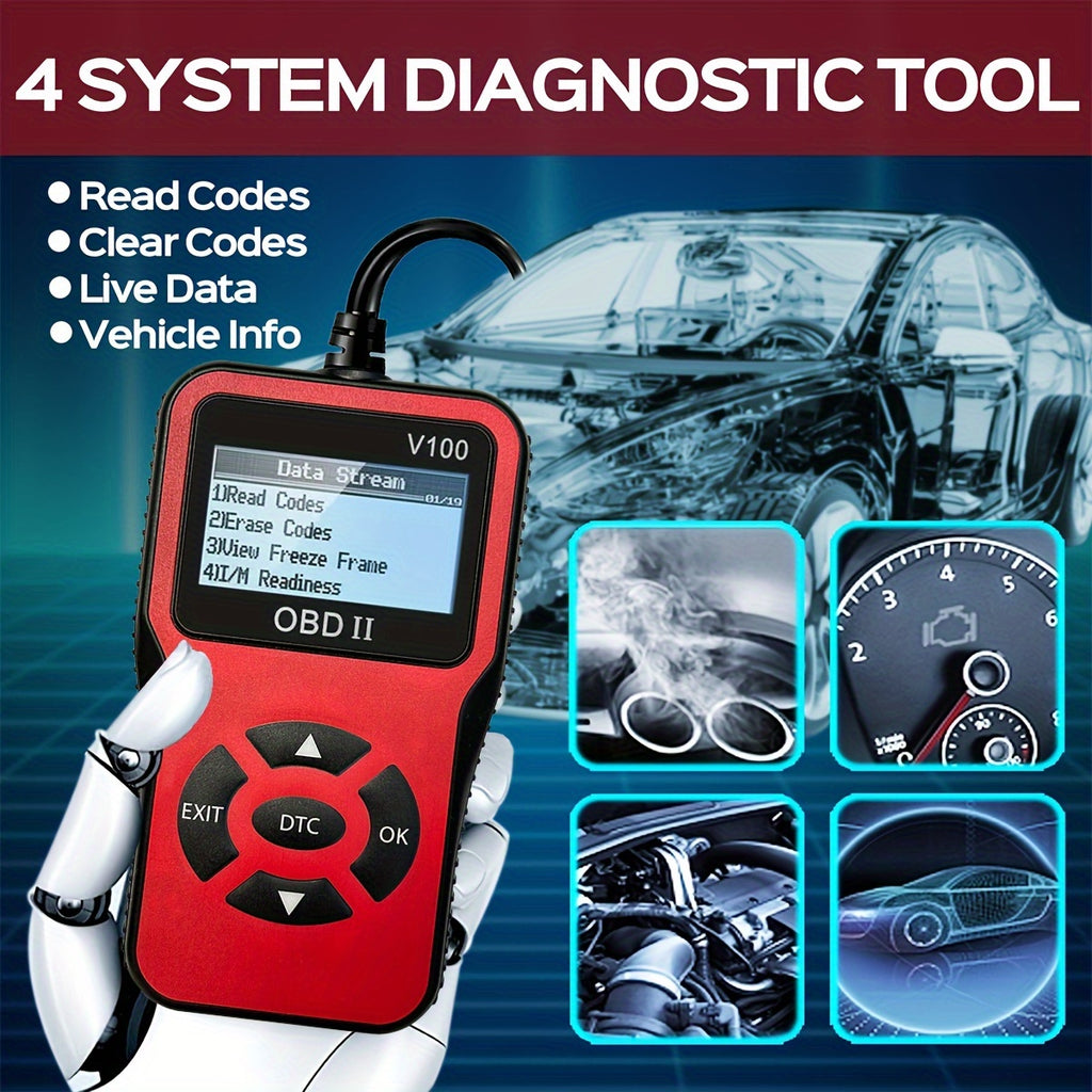 Car OBD2 Diagnostic Scanner Code Reader Engine Fault Code Reader Scanner Can Diagnose Scan Tool For All OBD II Protocol Cars Since 1996, Read Code Erase Code Battery Test Data Stream