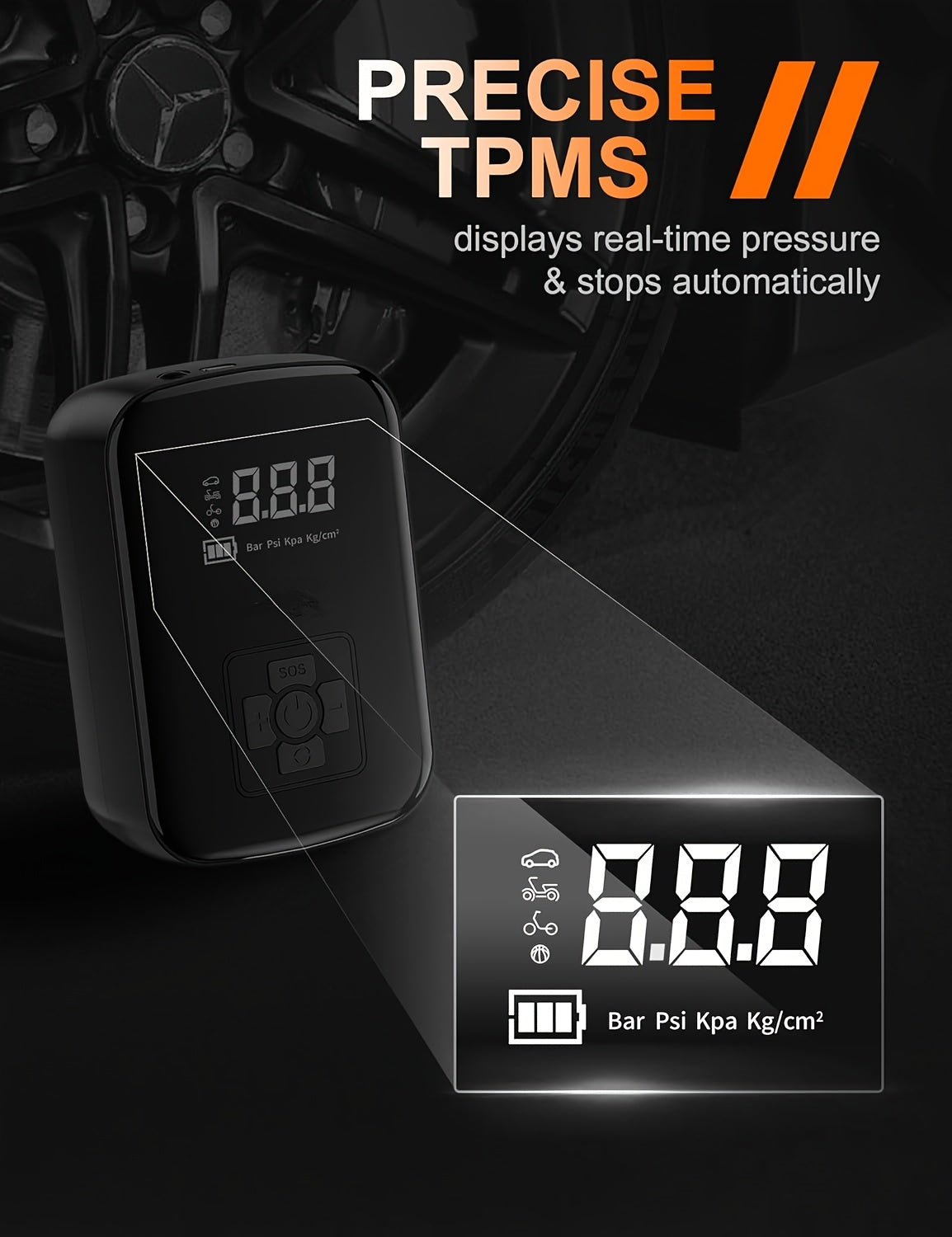 [Portable Car Air Compressor] A Portable Car Air Compressor with a Wireless Handheld Pump And Light, Suitable for Inflating And Compressing Tires of Cars And Motorcycles