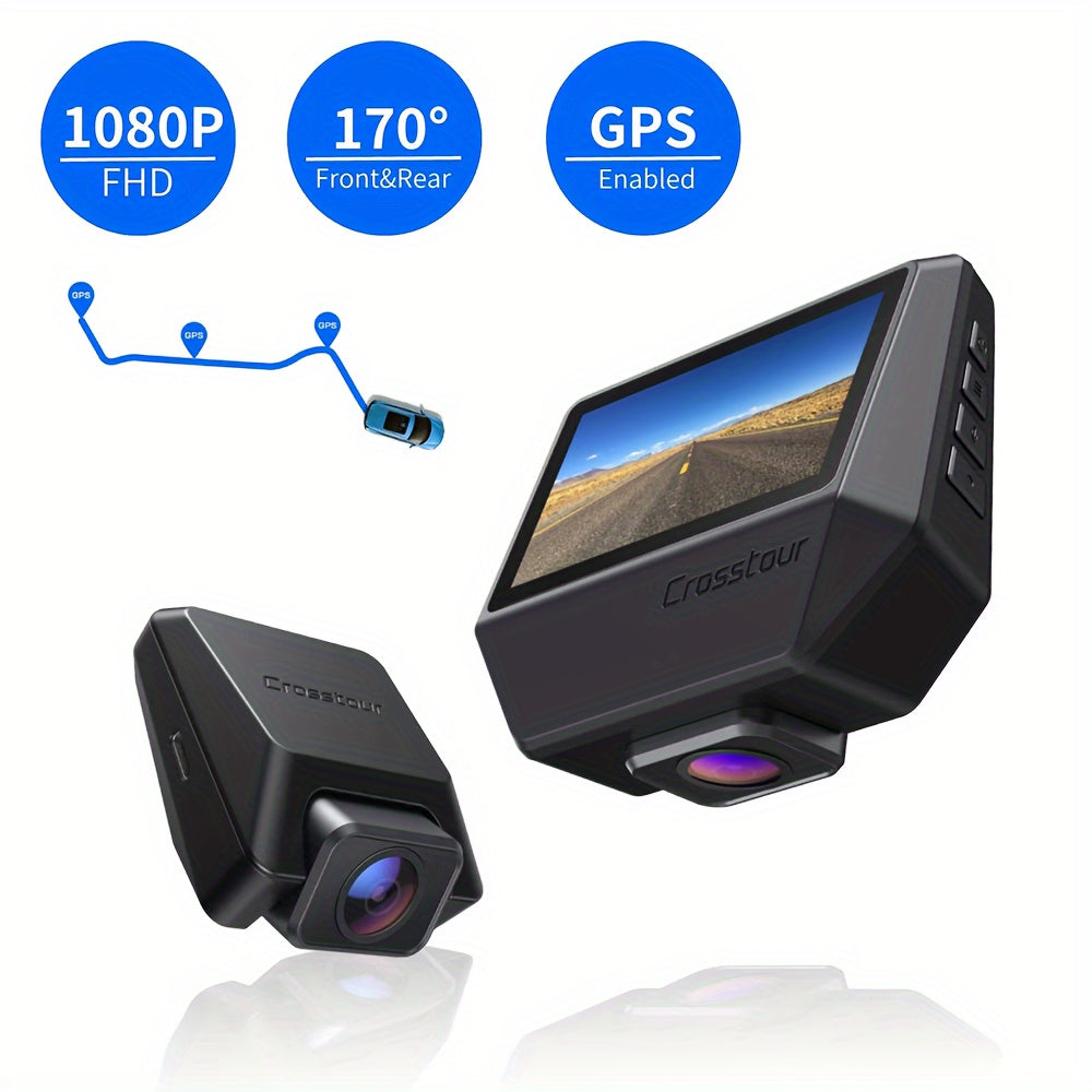 Dash Cam Front And Rear, Dash Camera For Cars 2.5K GPS, 3 Inch IPS Screen Magnetic Dashboard Recorder 170° Backup Camera