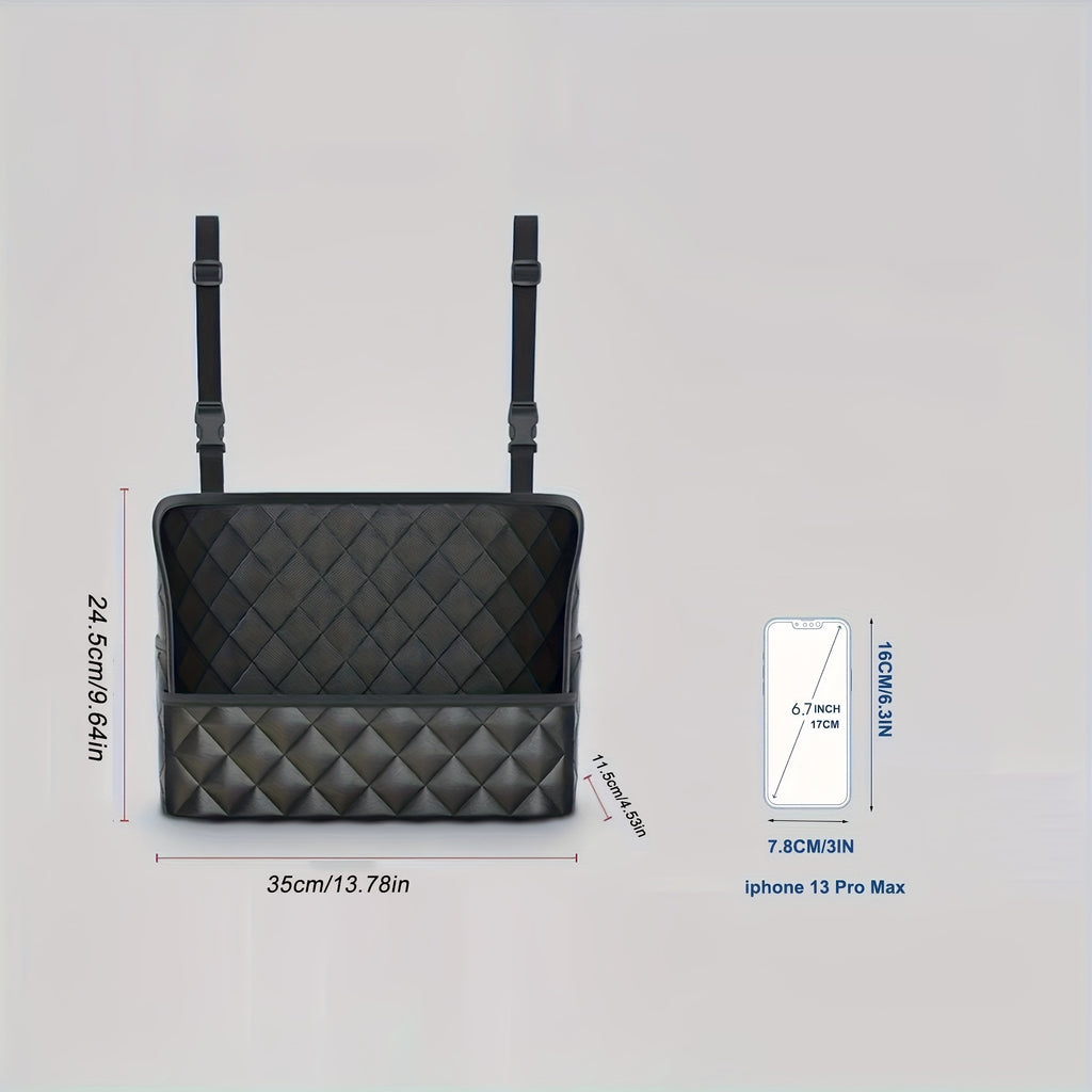 Car Purse Handbag Holder Between Seats, Car Seat Back Organizer With 3 Pockets, Large Capacity Storage Bag