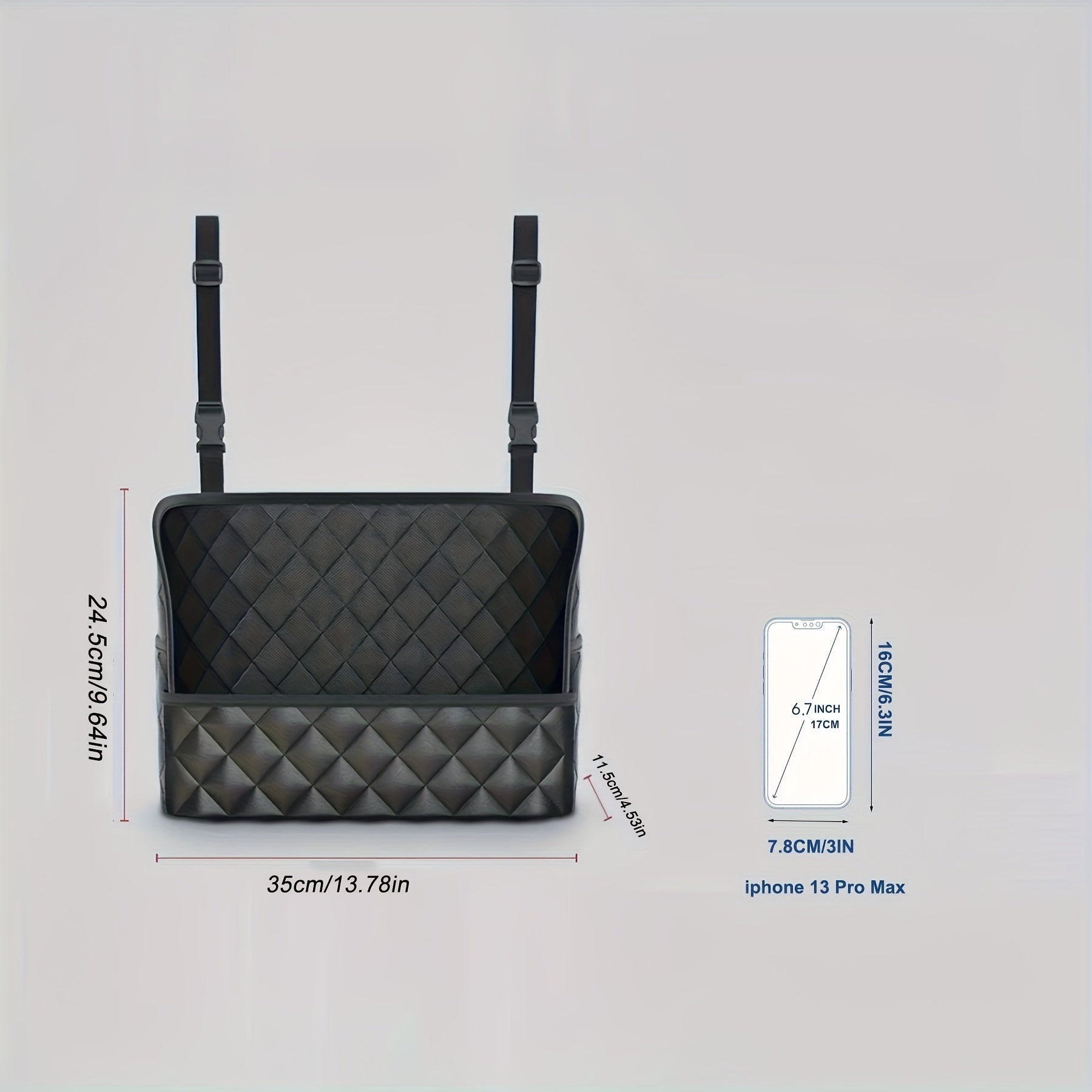 Car Purse Handbag Holder Between Seats, Car Seat Back Organizer With 3 Pockets, Large Capacity Storage Bag