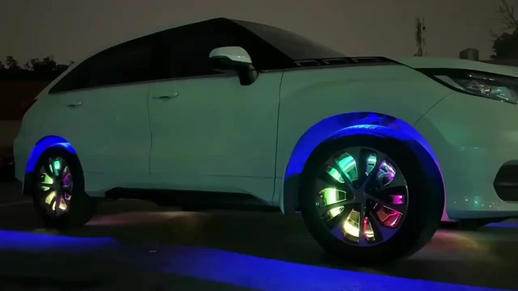 4pcs Universal Phantom Color Flow Car Led Wheel Light Burst Flash Wheel Light Colorful Wheel Light Combo RGB Wheel Ring