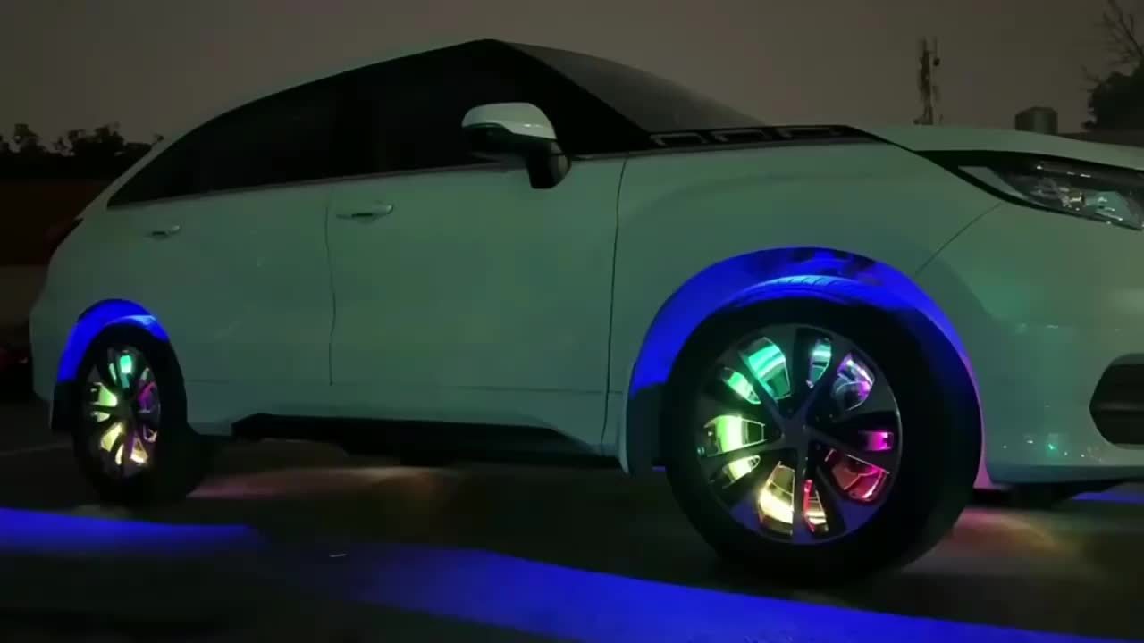 4pcs Universal Phantom Color Flow Car Led Wheel Light Burst Flash Wheel Light Colorful Wheel Light Combo RGB Wheel Ring