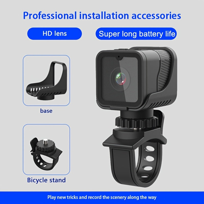 1080P HD Portable Camera with Hotspot Wifi, Motorcycle & Bicycle Dash Cam, Self-Adhesive Mount, Rechargeable Battery, App Control, Compact Design for Outdoor Sports & Cycling, Cycling Accessories, Sleek Gadget, Durable Constr