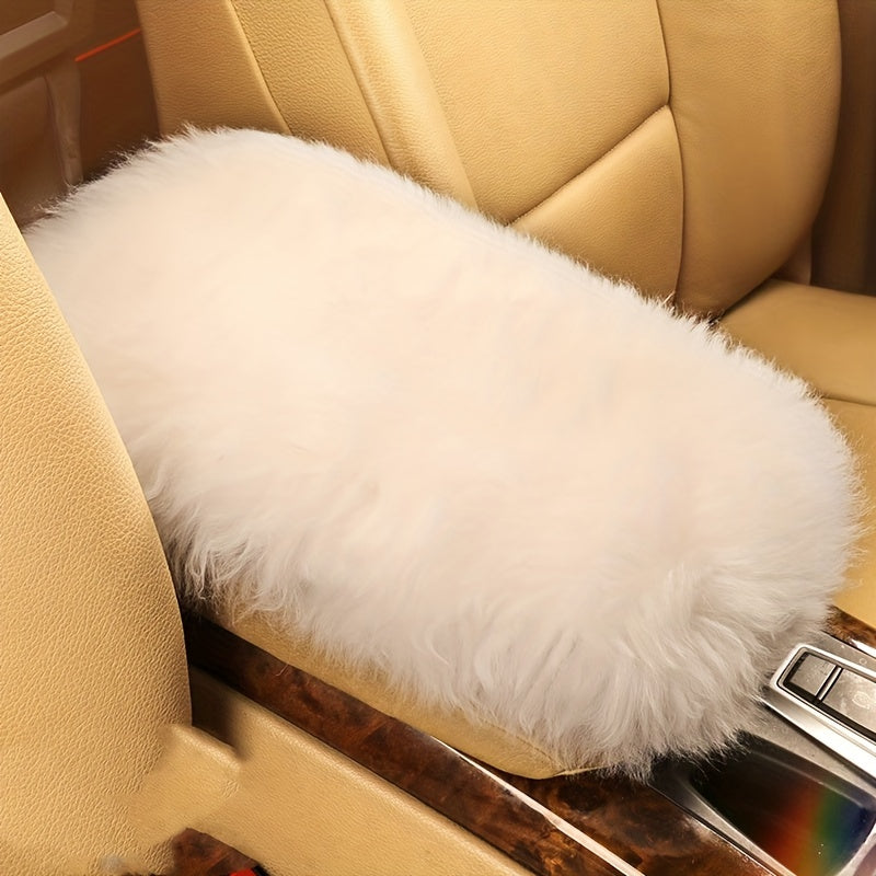 Car Armrest Pad Pure Wool Winter Warm Plush Central Armrest Cover Non-slip Pad Winter Car Supplies