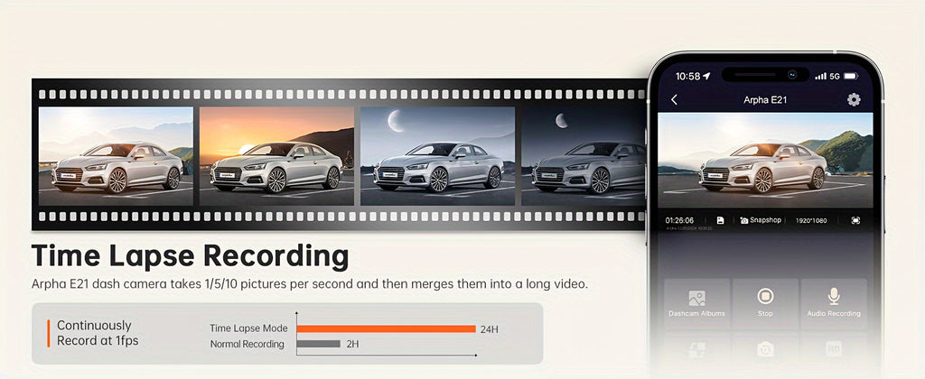 10'' Rear View Mirror Full Touch Screen Mirror Dual Camera Dash Cam, Dash Cam Front 1080P And Rear 720P, App Control With WiFi And GPS, English Voice Control, WDR Super Night Vision, Parking Mode(Need To Connect Mini 3-lead H