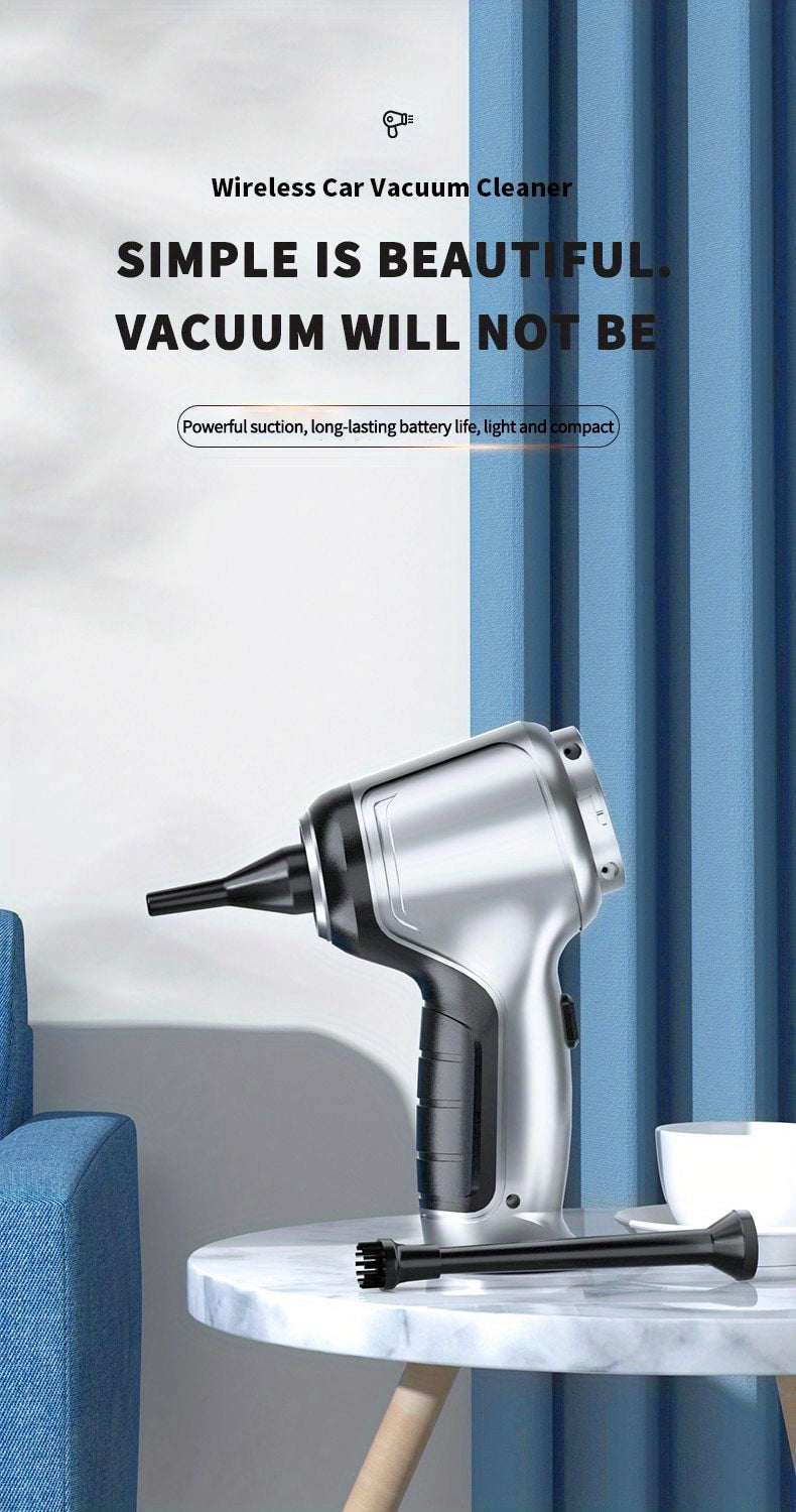 Versatile, High-Power Cordless Car Vacuum Cleaner - USB Rechargeable, Quiet Operation, Strong Suction for Auto & Home Use, Cordless Vacuum Cleaner