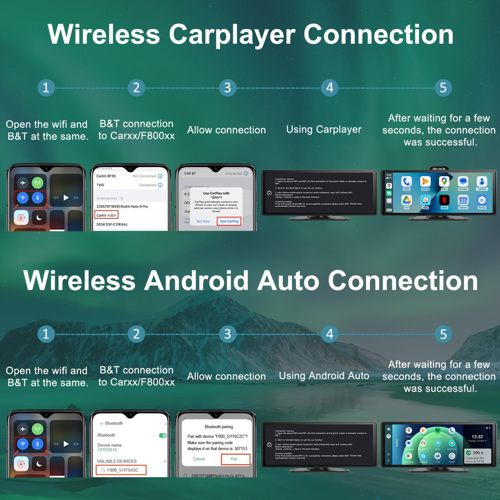 10.26 Inch/26.16cm Portable Wireless Carplayer Screen, Wireless Android Auto Car Play Car Radio, WiFi Video, Car Audio Receivers GPS Navigation Mirror Link, Double B&T, FM, Siri, Mp5 Player, Optional Backup Camera
