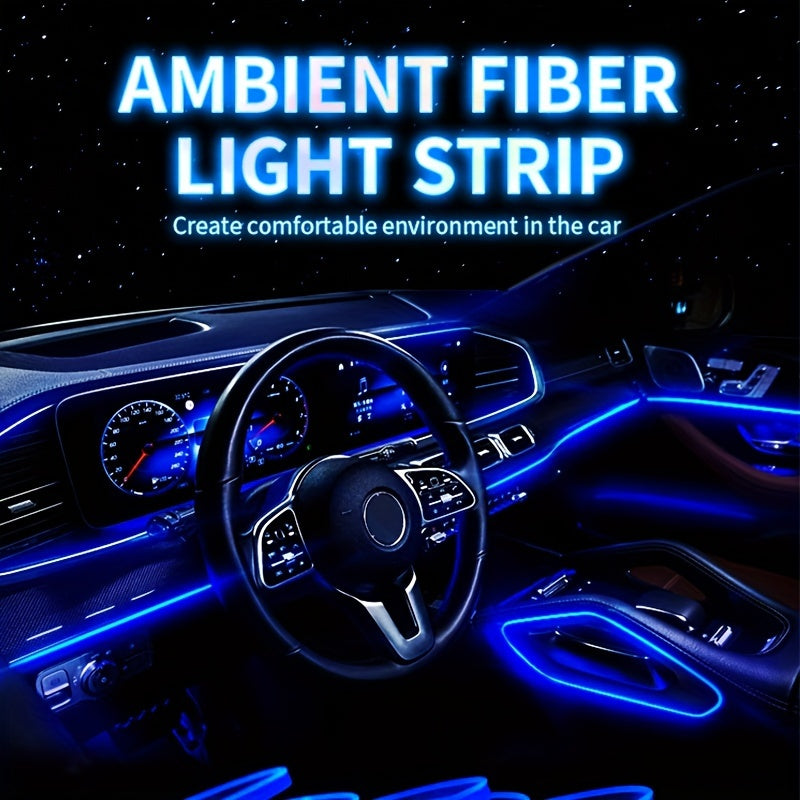 1 Set Interior Car LED Strip Lights, Kit with Wireless App, RGB 5 in 1 Ambient Lighting Kits with 236 inches Fiber Optic, 16 Million Colors Car Neon Lights, Sync to Music, Universal 5V 12V
