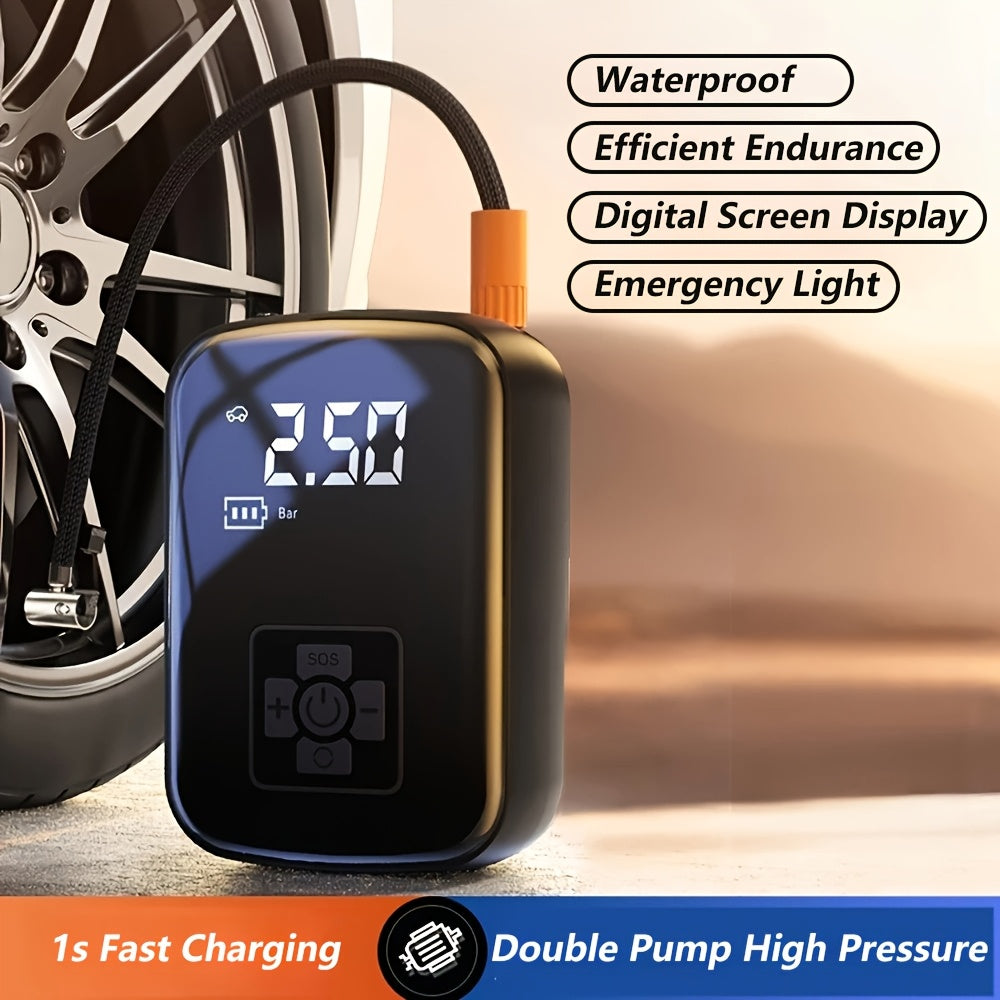 [Portable Car Air Compressor] A Portable Car Air Compressor with a Wireless Handheld Pump And Light, Suitable for Inflating And Compressing Tires of Cars And Motorcycles