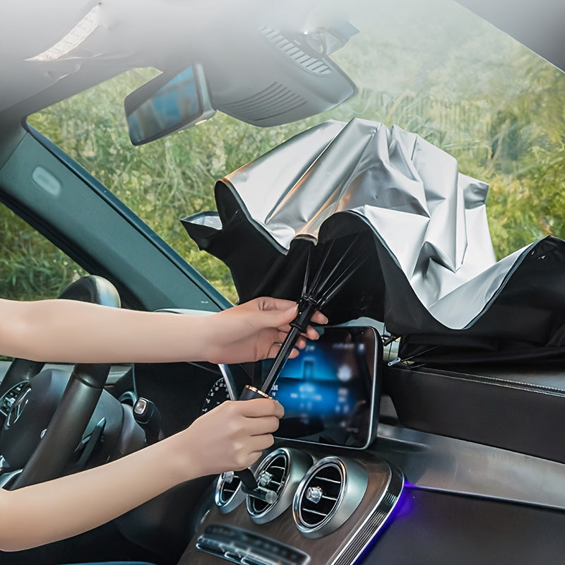 Automobile Windshield Sunshade-Foldable Automobile Umbrella Sunshade, Anti-Ultraviolet Car Front Window (Heat Protection) Windshield Cover Card