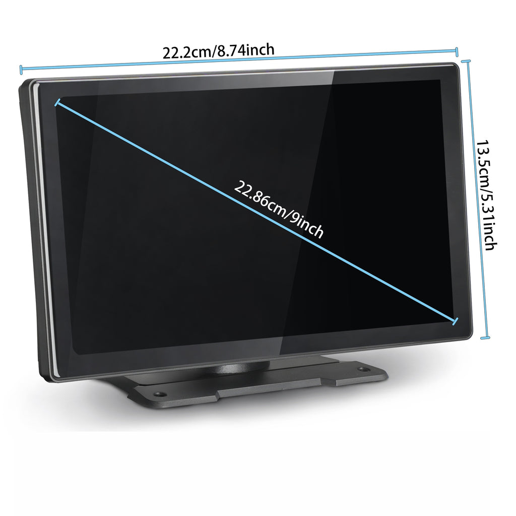 9'' 4K Wireless CarPlay & Android Auto Touchscreen Carabc with Dash Cam, GPS Navigation, Mirror Link, FM, Voice Control