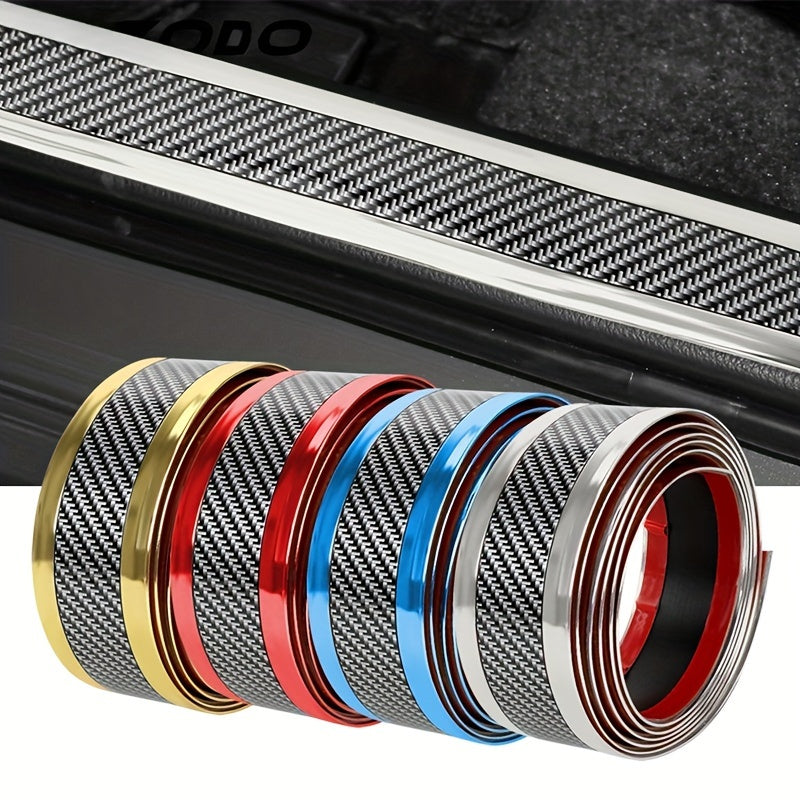Carbon Fiber Style Universal Car Door Sill Protection Strip with Anti-scratch Rearview Mirrors Bumper Protection Stickers Auto Decorations Accessories