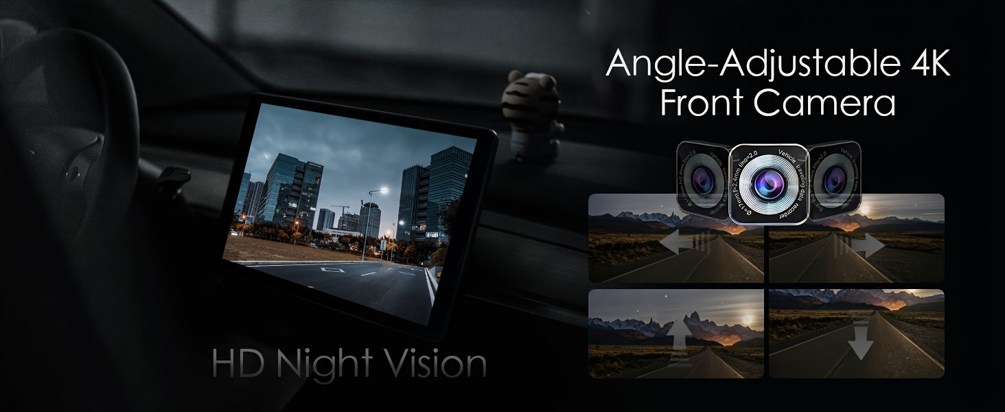 9'' 4K Wireless CarPlay & Android Auto Touchscreen Carabc with Dash Cam, GPS Navigation, Mirror Link, FM, Voice Control