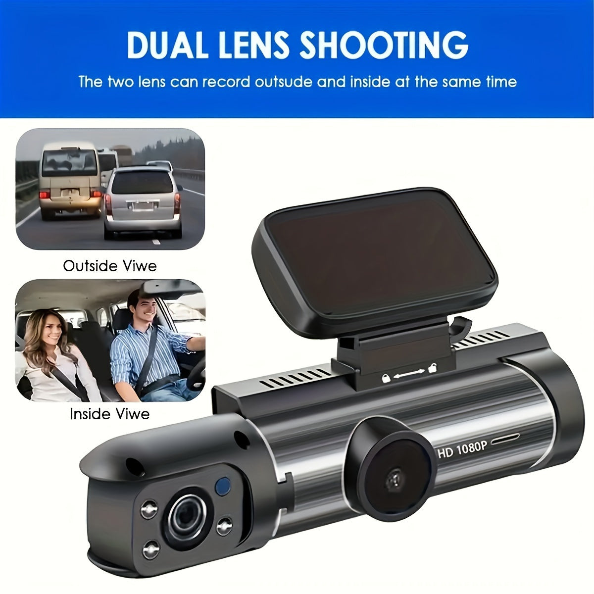 3.16 Inch IPS Screen Dash Cam - Capture Crystal-Clear 1080P Videos with Dual Cameras, IR Night Vision, Wide Angle Lens, G-Sensor, Loop Recording, and Perfect for Cars, Trucks, and SUVs