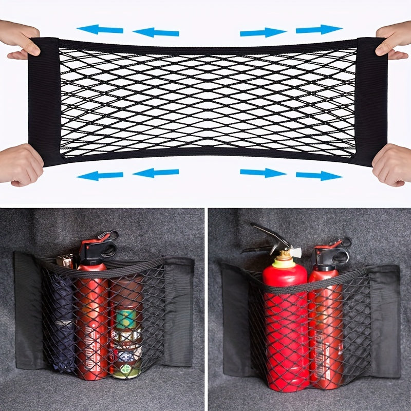 Car Storage Nets Mesh Cargo Net Universal Trunk Organizer Net Rear Seat Nylon Car Storage Net Wall Sticker Organizer Pouch Bag For Car Trunk Storage