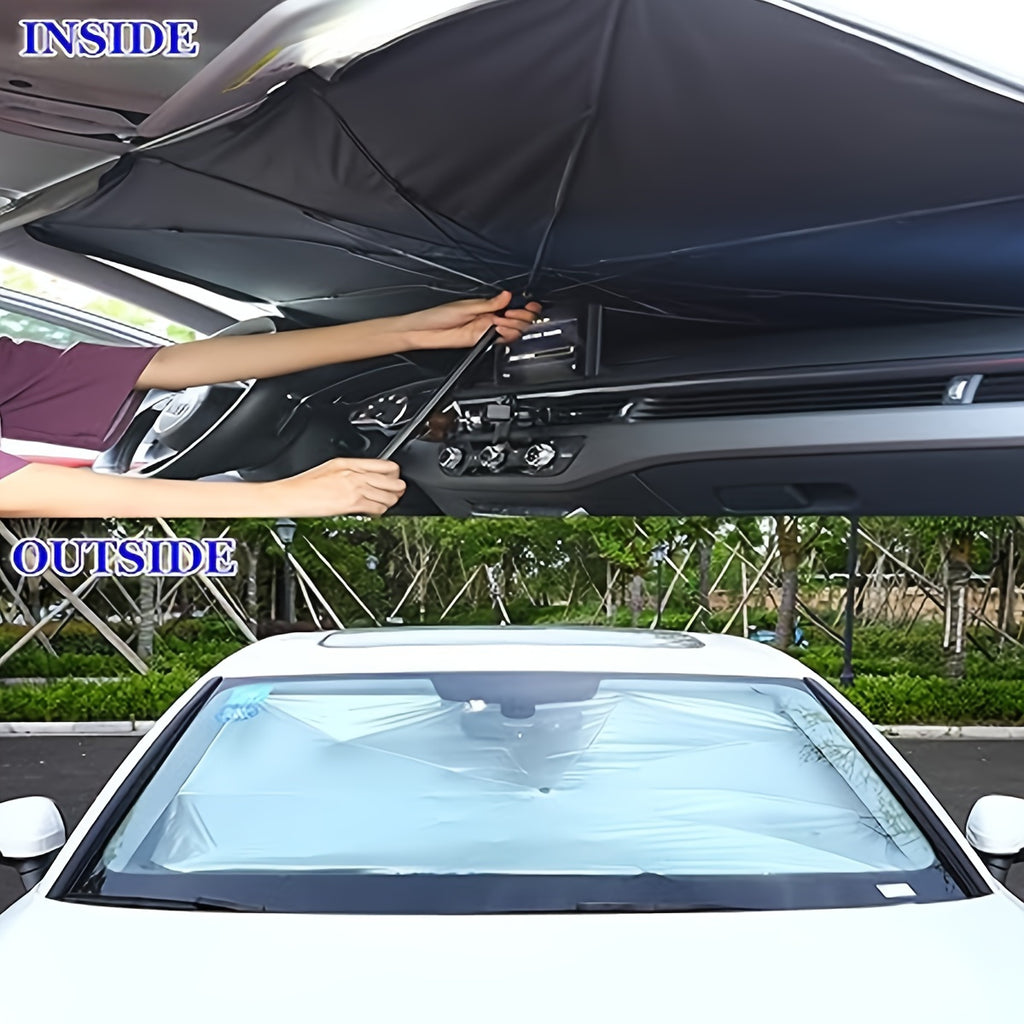 Automobile Windshield Sunshade-Foldable Automobile Umbrella Sunshade, Anti-Ultraviolet Car Front Window (Heat Protection) Windshield Cover Card