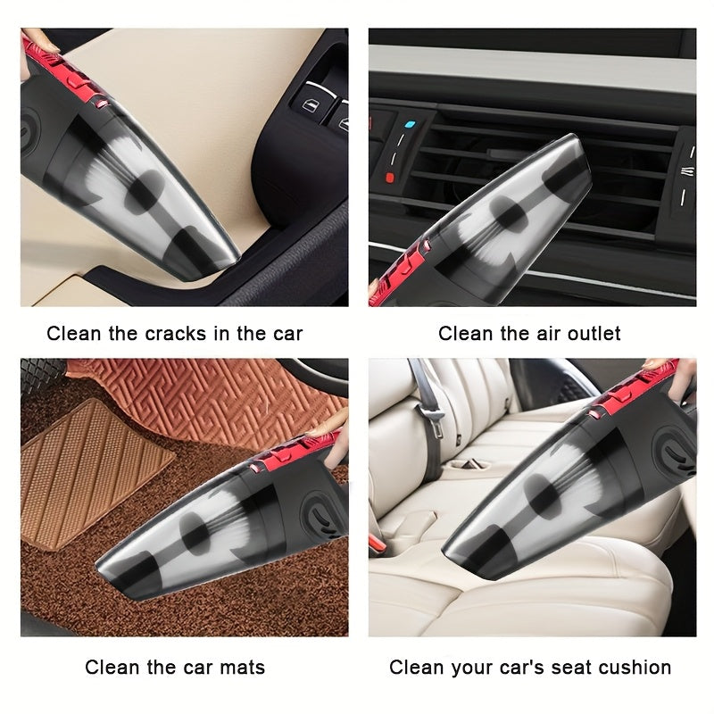 Car Vacuum Cleaner, Handheld Vacuum Cleaner With 4200PA Super Strong Suction, 1800mAh Large Capacity, Low Noise, With Five Matching Accessories For Car Interior Care, Home And Pet Cleaning, Car Accessories For Women Pink Girl