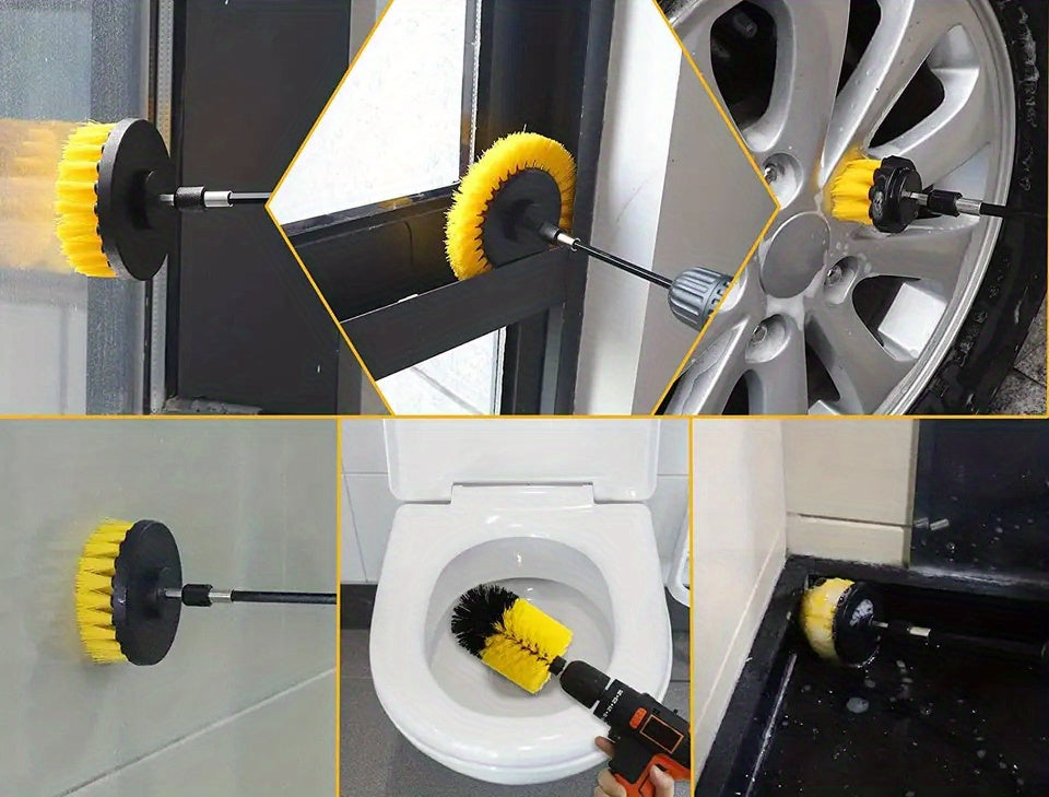 7pcs Drill Brush Attachment Set, Power Scrubber Wash Cleaning Brushes Tool Kit, All Purpose Drill Brush With Extension For Grout Floor, Tub Shower Tile, Bathroom, Kitchen Surface And Car